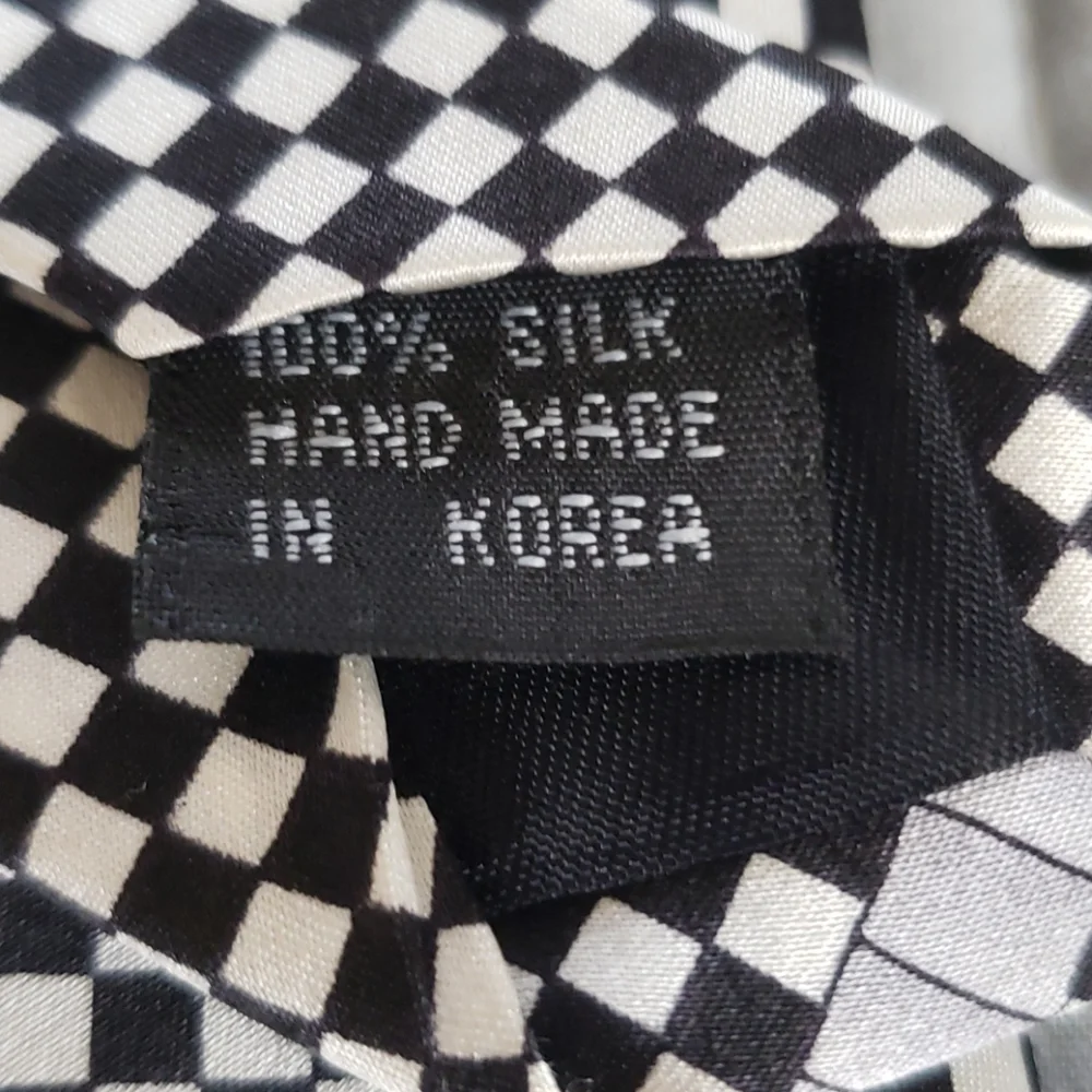 Henri Picard Silk Black & White Geometrical Tie